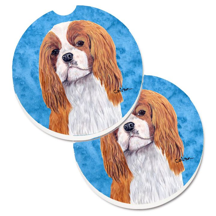Caroline's Treasures Blue Cavalier Spaniel Set of 2 Cup Holder Car Coasters SC9118BUCARC, 2.56, Multicolor