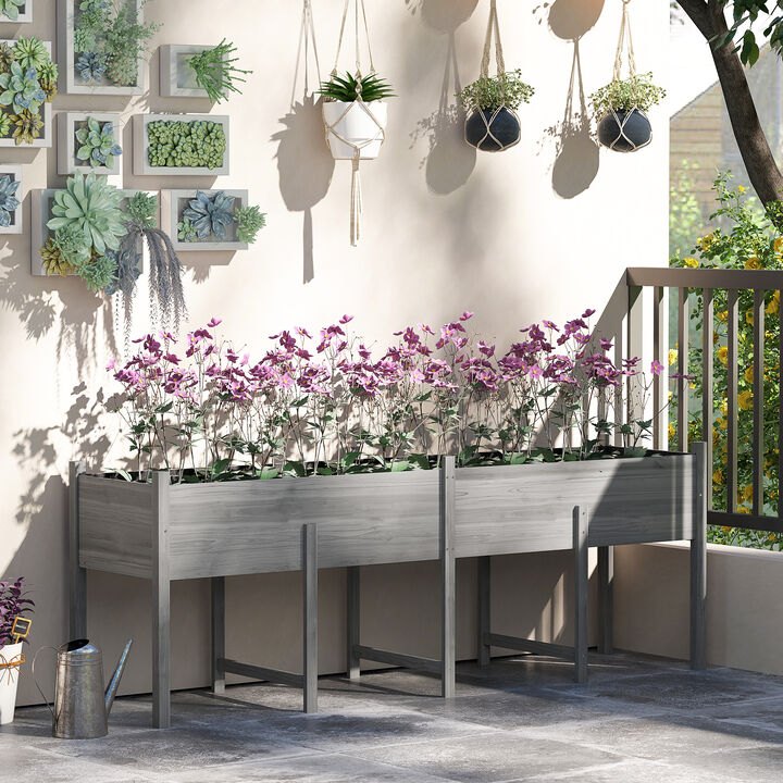Hivvago Large Wooden Elevated Garden Planter with Drain Holes