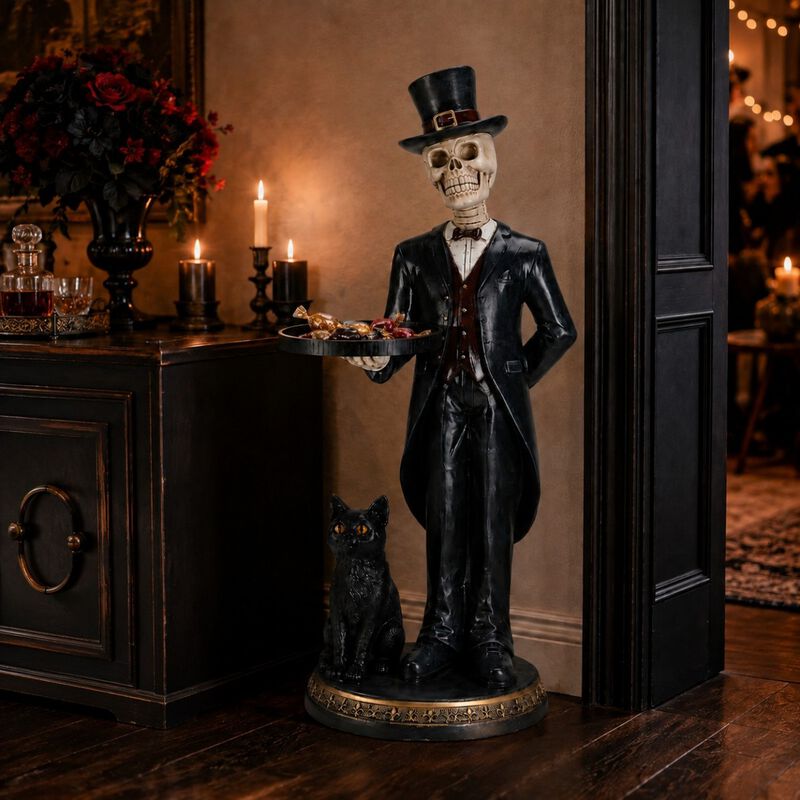 Fotson Halloween Resin Skeleton Butler Floor Statue image number 4