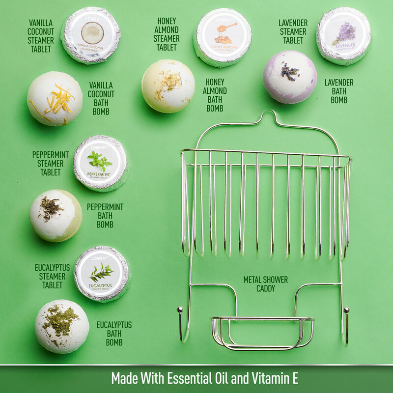 Essential Oil Shower Steamer and Bath Bomb Set - 11 Pieces image number 1