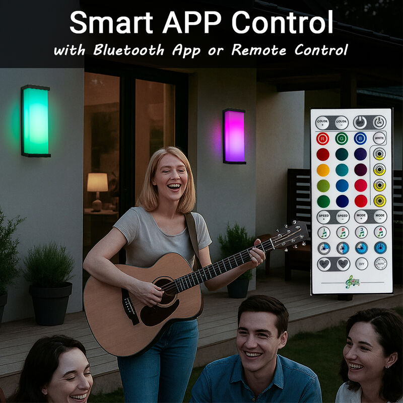 H20" Smart RGB Outdoor Wall Light Modern Large Integrated LED Wall Sconce with Remote and App Control Weather-Resistant Cast image number 4