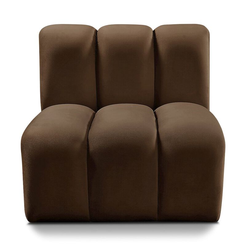 Meridian Furniture Arc Brown Velvet Straight Chair