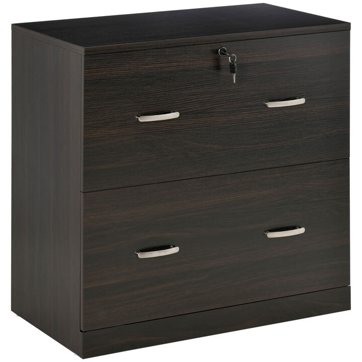 Vinsetto 2-Drawer File Cabinet with Lock and Keys, Vertical Storage Filing Cabinet with Hanging Bar for Letter Size, Home Office, Walnut