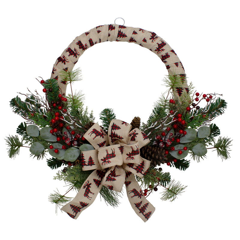 Burlap Wrapped Artificial Christmas Wreath - 24-Inch  Unlit