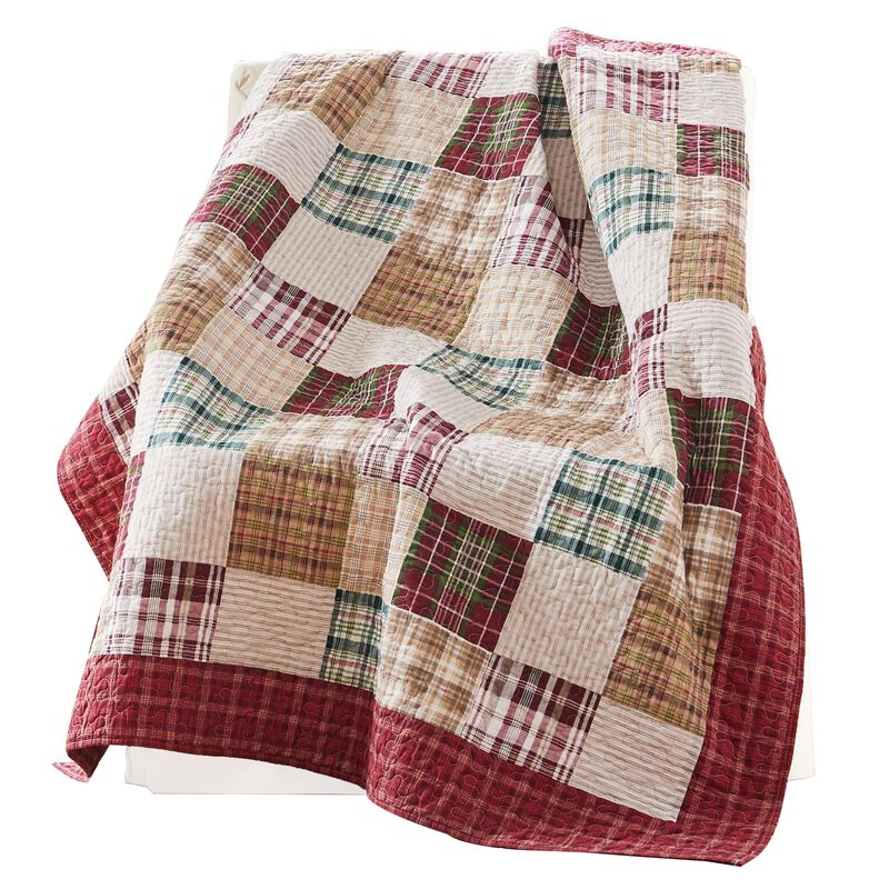 Evi 50 x 60 Inch Quilted Patchwork Throw Blanket, Soft Multicolor Cotton - Benzara