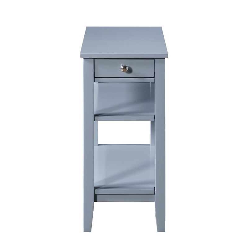 Convenience Concepts American Heritage 1 Drawer Chairside End Table with Shelves Gray