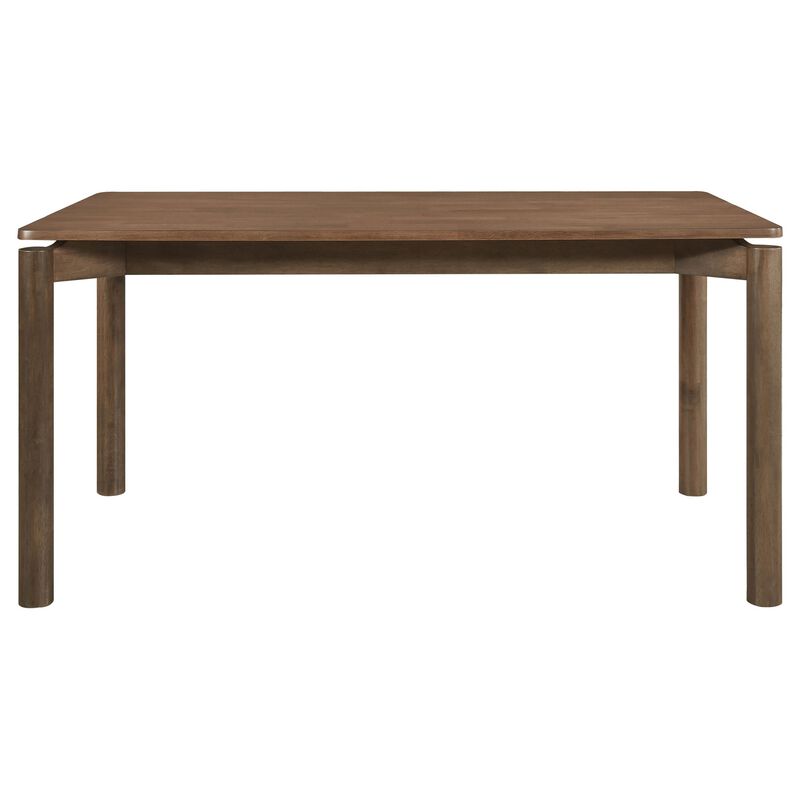 Rida Dining Table, Rich Dark Brown Hardwood, Rectangular 59 Inch Top