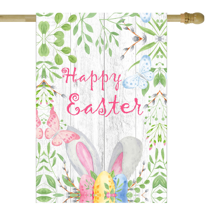 Happy Easter Bunny Ears Outdoor House Flag 28" x 40"