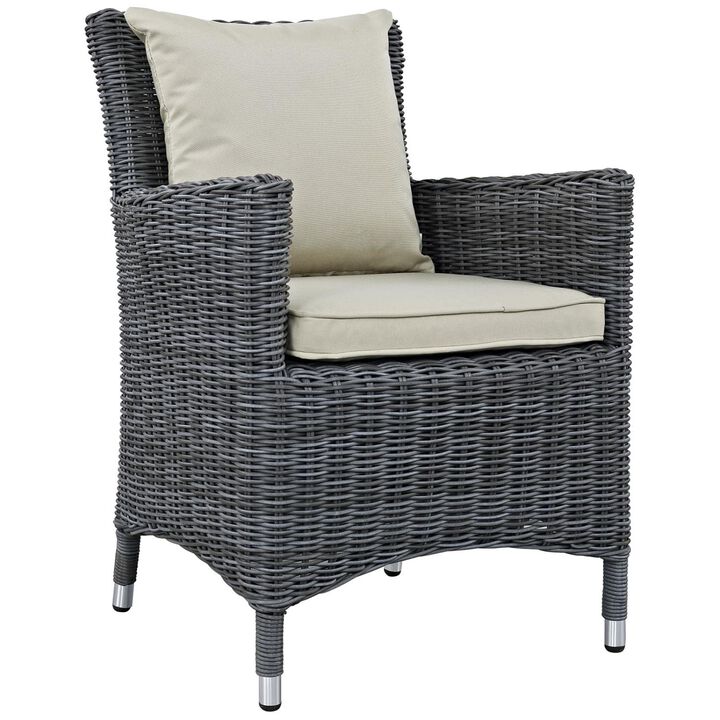 Modway Summon Wicker Rattan Aluminum Outdoor Patio 11-Piece 91" Dining Table and Dining Armchairs with Sunbrella&reg; Fabric Cushions in Canvas Gray