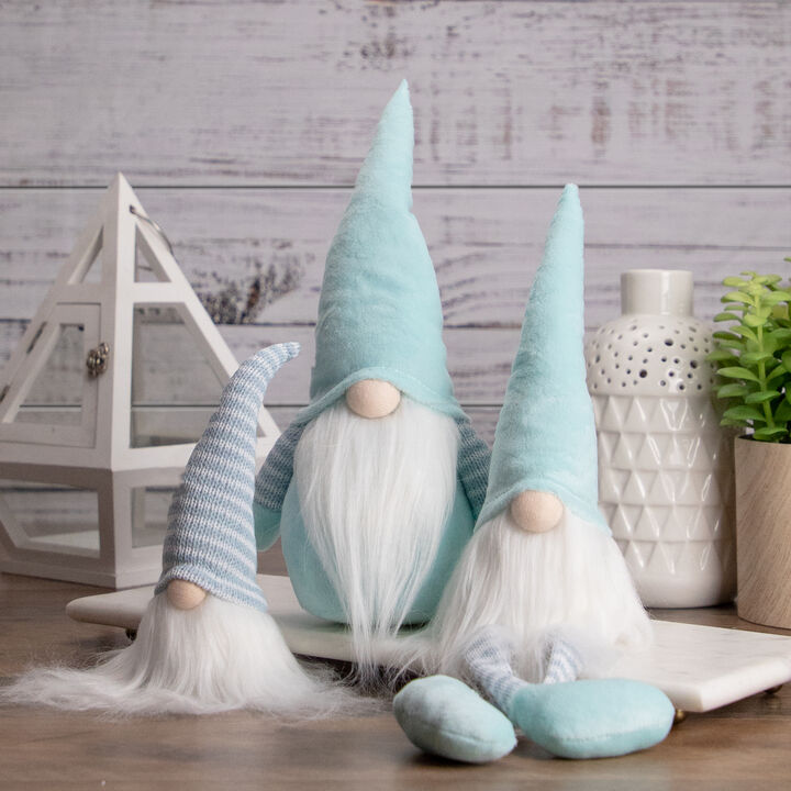 16" Aqua and White Sitting Spring Gnome Figure