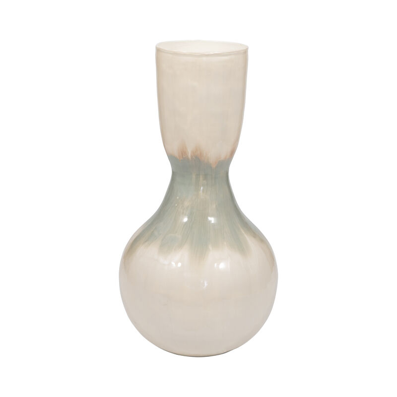 Metal, 18" Bulbous Vase, Pearl image number 0