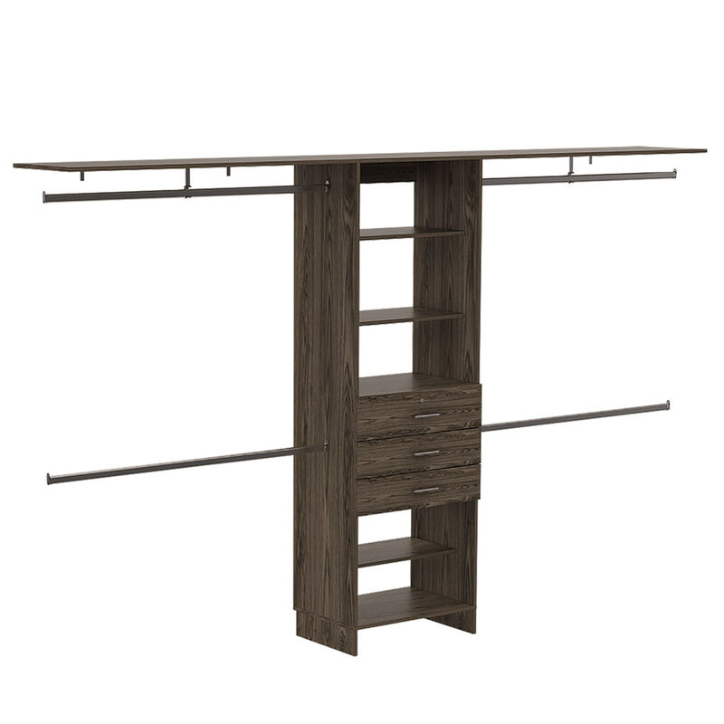 Streamdale Dark Walnut Closet System 5 Shelves, 4 Rods, 3 Drawers image number 5