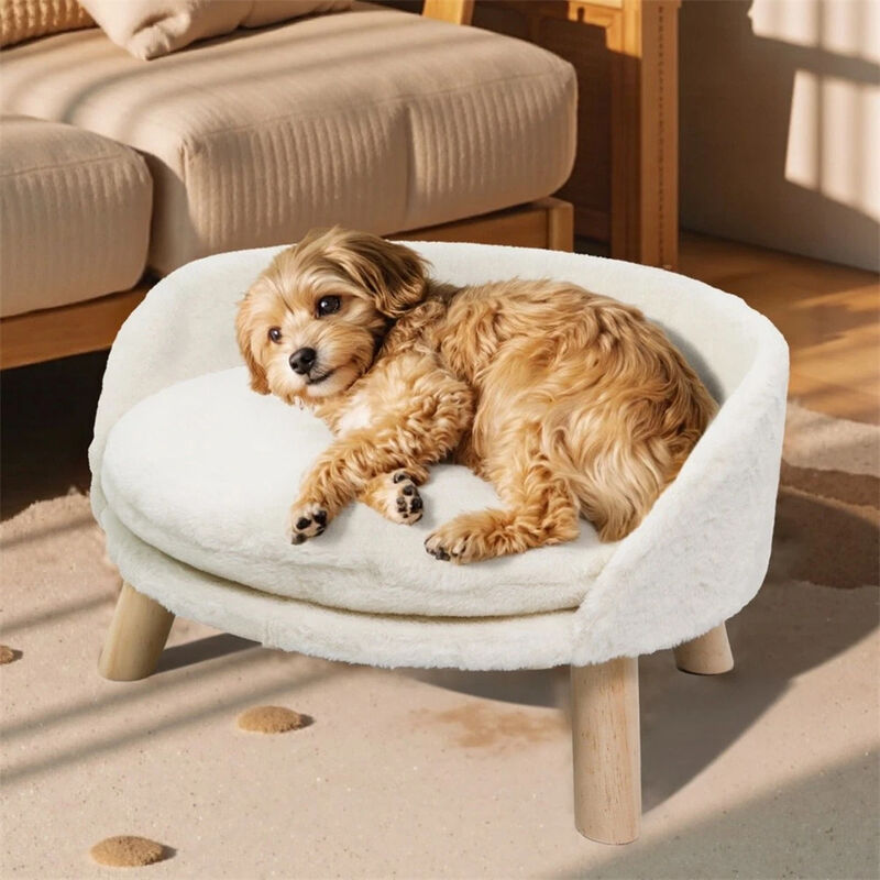 Pet Sofa Bed Raised Cat Chair Small Dog Couch Bed Removable Cushion Sleep House image number 2