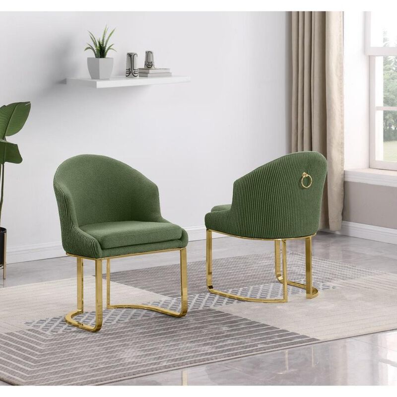 Best Quality Furniture Green With Gold Side Chairs, Set Of Two