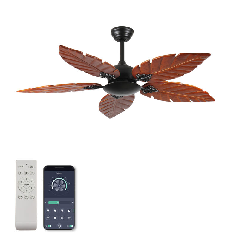 ELEMENT ACE 52 Inch Tropical Palm Leaf No-Light Ceiling Fan, Reversible Indoor/Outdoor Fan for Patio, Living Room, Porch, Energy Efficient Quiet Operation image number 5