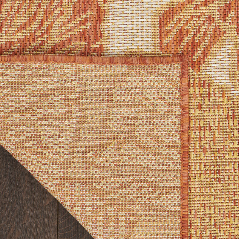 HomeRoots 6' X 9' Orange And Ivory Floral Indoor Outdoor Area Rug image number 3