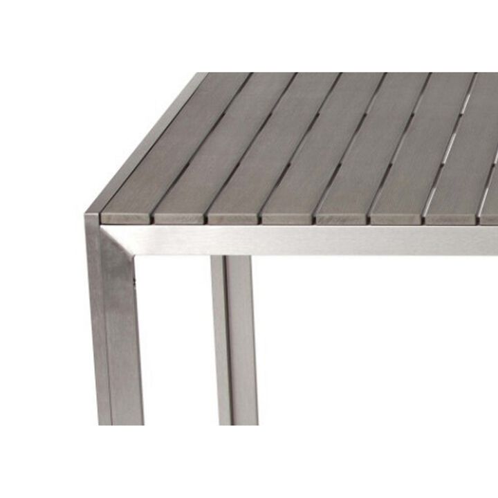 Sleek And Modish Trendy Anodized Aluminum Dining table, Gray-Benzara