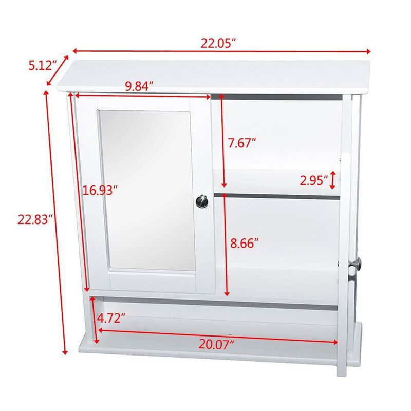 Hivvago 2-Door Wall Mounted Bathroom Medicine Cabinet with Mirror in White