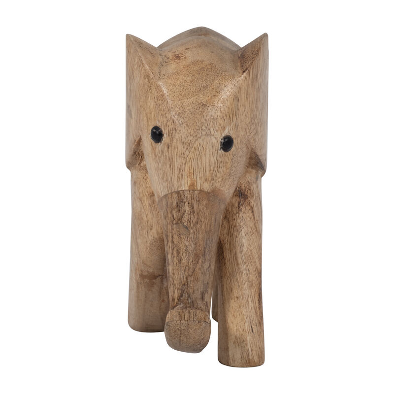 Wood 7"H Elephant Deco, Brown image number 2