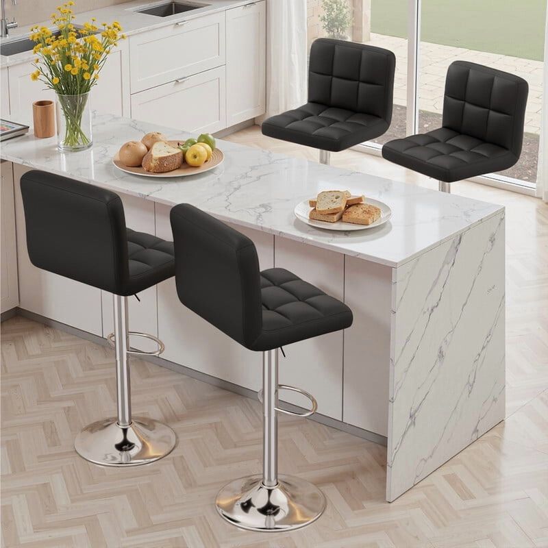 Leather Swivel Bar Stools Set of 2, Durable Adjustable Counter Height Stools with Thickened Backrest, Lightweight Iron Frame 360&deg; Kitchen Island Chairs image number 2