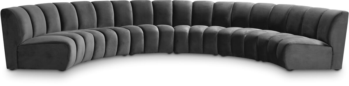 Meridian Furniture Infinity Grey Velvet 6pc. Modular Sectional