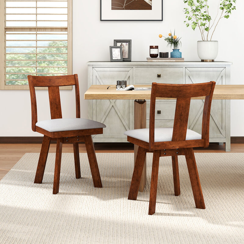 2 Piece Dining Chair Set with Swivel Seat and Durable Rubber Wood Frame