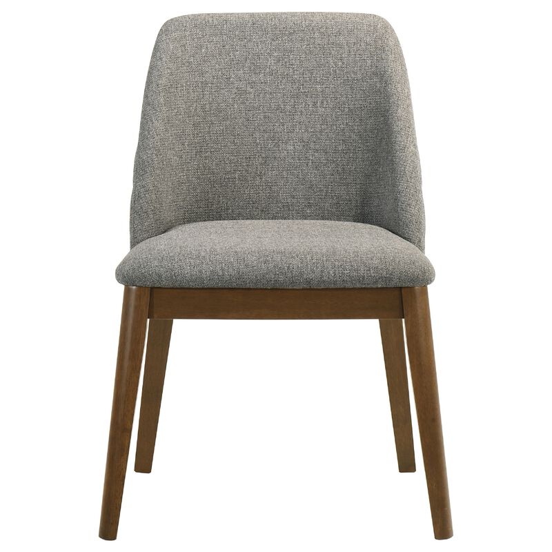 Freda Dining Chair, Set of 2, Gray Diamond Quilted Fabric, Brown Wood image number 2
