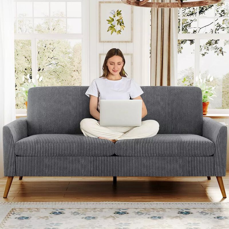 68" Loveseat Sofa, 2-Seater Couch for Small Spaces, Mid Century Modern Love Seat Tool-Free Assembly image number 9