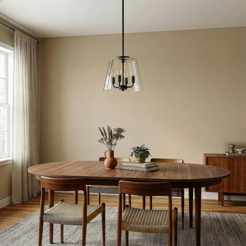 ELEMENT ACE Modern Elegant Four Candle Light Pendant Fixture with Clear Glass Shades Ideal for Dining Room, Kitchen Island, Living Room and Entryway Decor image number 5