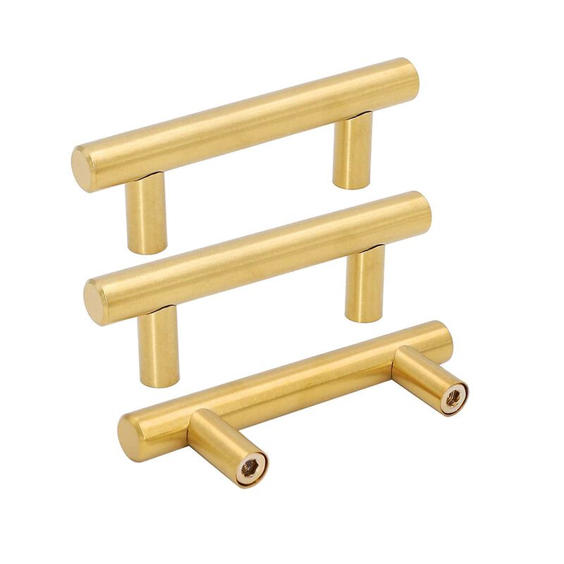goldenwarm 5pcs Brushed Brass Cabinet Cupboard Drawer Door Handle Pull Knob for Furniture Kitchen Hardware 2-1/2in Hole Center 4