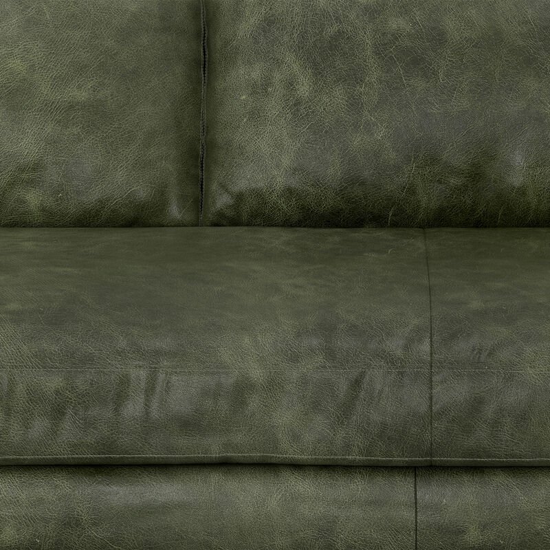 Morrison 72-inch Mid-Century Modern Sofa in Moss Green Genuine Leather