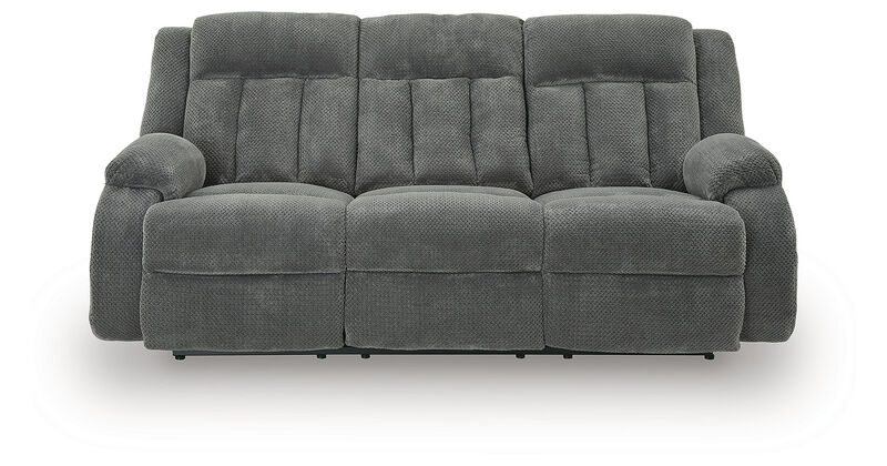 Greely Bend Power Reclining Sofa with Drop Down Table in Grey image number 0