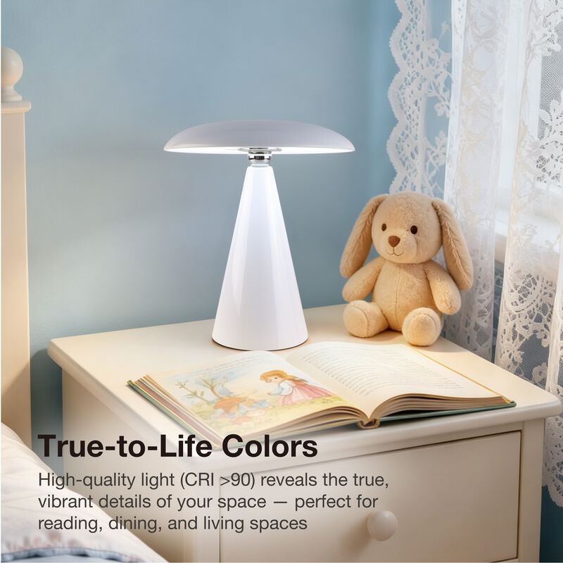 Beacon Lighting Kinoko II Cordless 2-in-1 Rechargeable LED Table & Wall Lamp, CCT Dimmable, Gloss image number 5