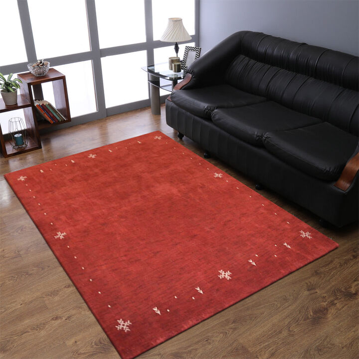 RUGSOTIC CARPETS HAND KNOTTED LOOM WOOL ECO-FRIENDLY AREA RUGS  - Rectangle, Contemporary Modern Design, High Pile Thick Handmade Anti Skid Rugs for Living Room (L00516)