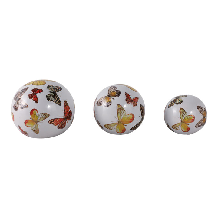 S/3 Butterfly Print Orbs
