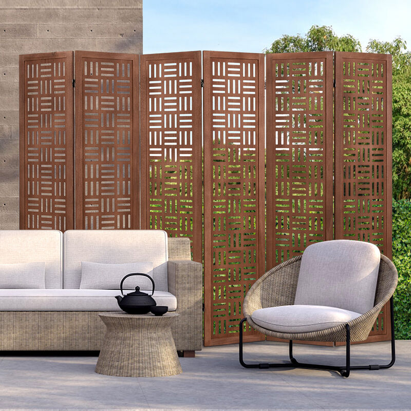 Solid Wood 6 Panel Folding Room Divider Privacy Screen image number 7