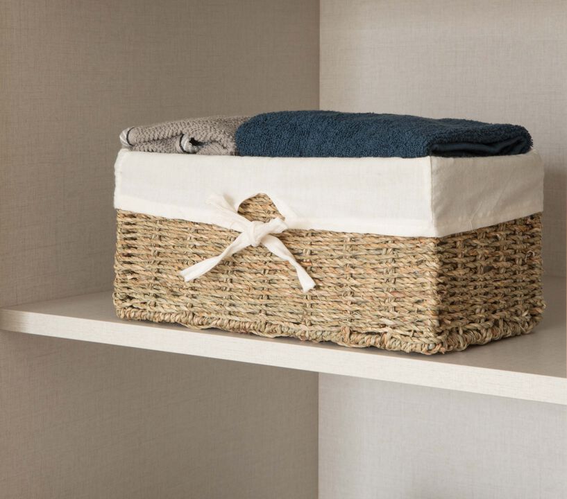 Seagrass Shelf Basket Lined with White Lining