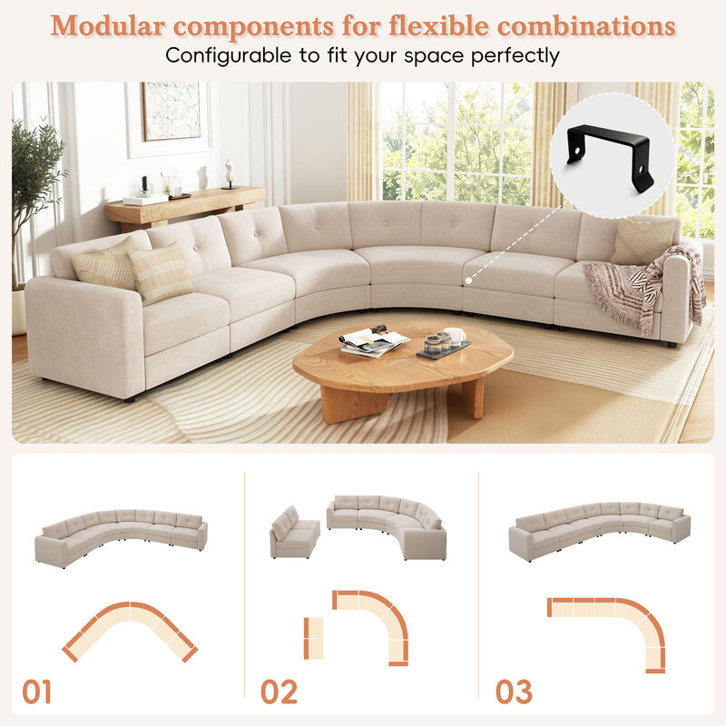 Merax Curved Modular Sectional Sofa with Customizable Layout, High-Resilience Foam & Pocket Spring Seats image number 5