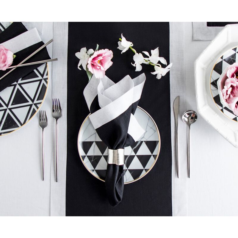 Solino Home Festive Edge 100% Linen Table Runner &ndash; Handcrafted, Machine Washable, Perfect for Holiday and Everyday Dining