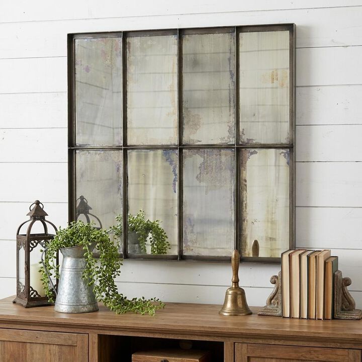HomeRoots 40" Black Square Metal Framed Accent Mirror