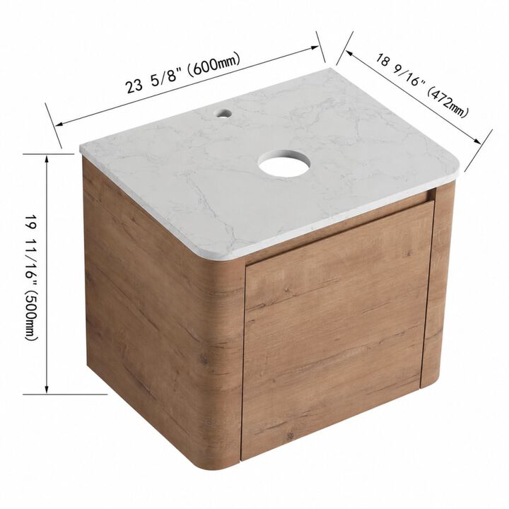 ELEMENT ACE Wall-Mounted Bathroom Vanity with Soft-Close Single Door, Space-Saving Floating Design for Bathrooms, Durable Scratch & Water Resistant Plywood Construction