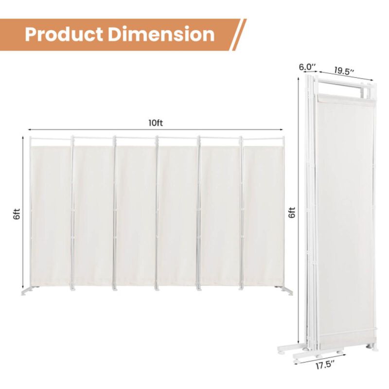 Hivvago 6-Panel Room Divider Folding Privacy Screen