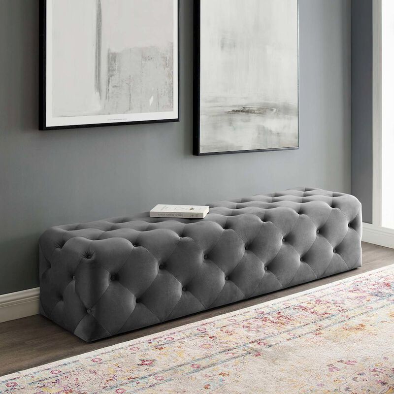 Amour 72" Tufted Button Entryway Performance Velvet Bench image number 5
