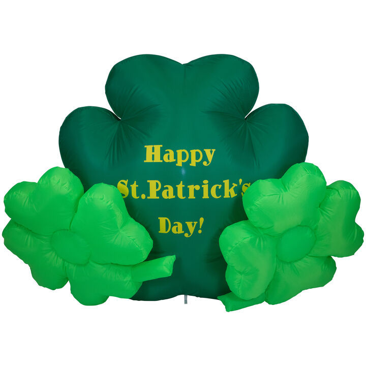 60" Inflatable Lighted Happy St. Patrick's Day Triple Shamrock Outdoor Decoration