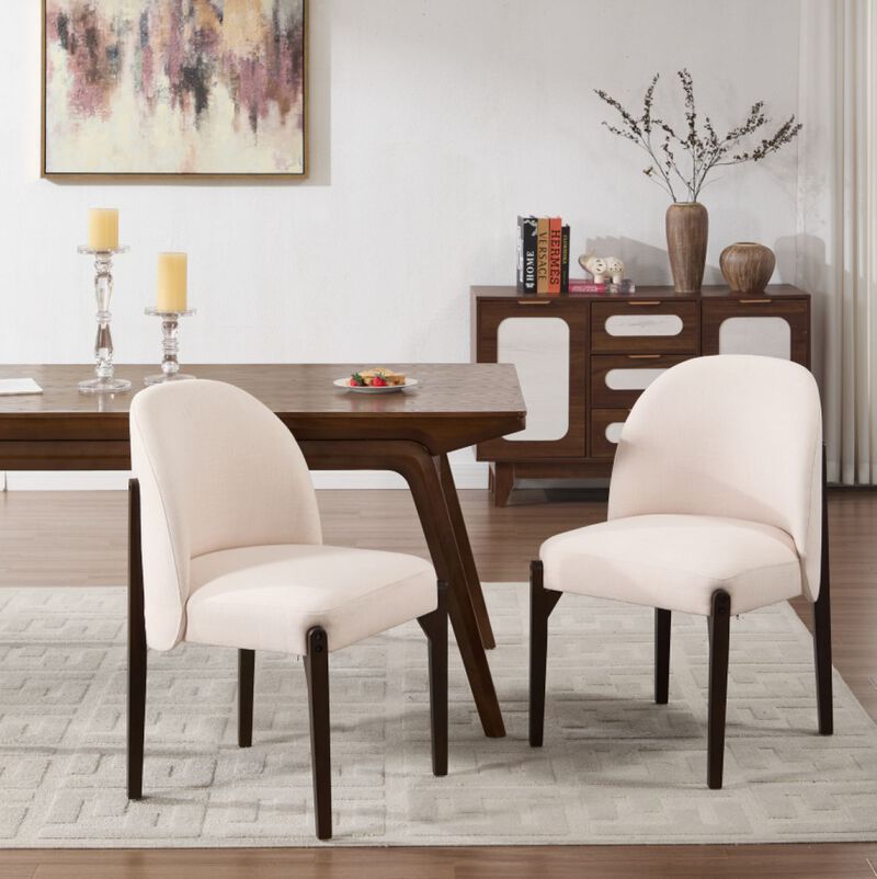 Envelor Modern Linen Pillow-Back Upholstered Dining Chair with Wood Legs, Set of 2 image number 1