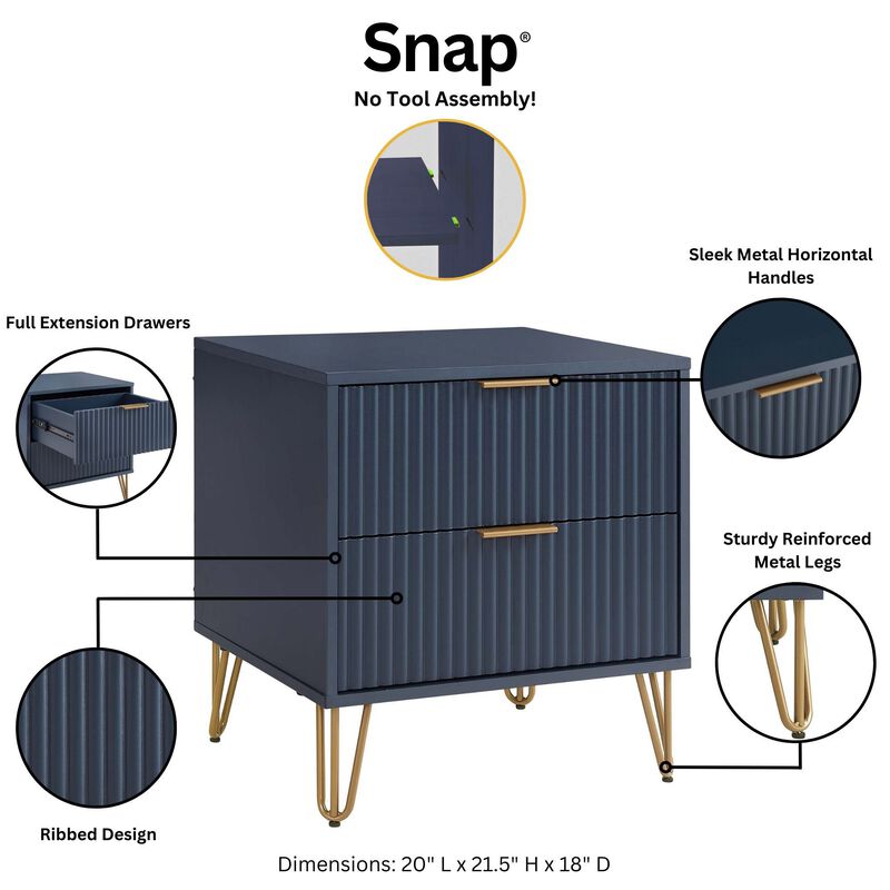 Dumbo Dresser and 2-Drawer Nightstand Set in Blue image number 7