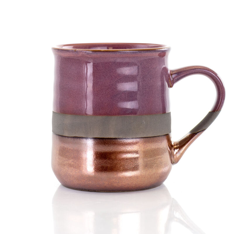 Gibson Home Copper Tonal 4 Piece 18 Ounce Round Stoneware Mug Set in Assorted Colors