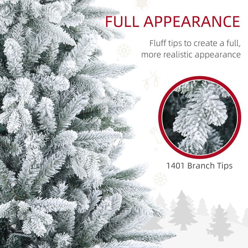7ft Snow Flocked Artificial Christmas Tree with 1401 Tips