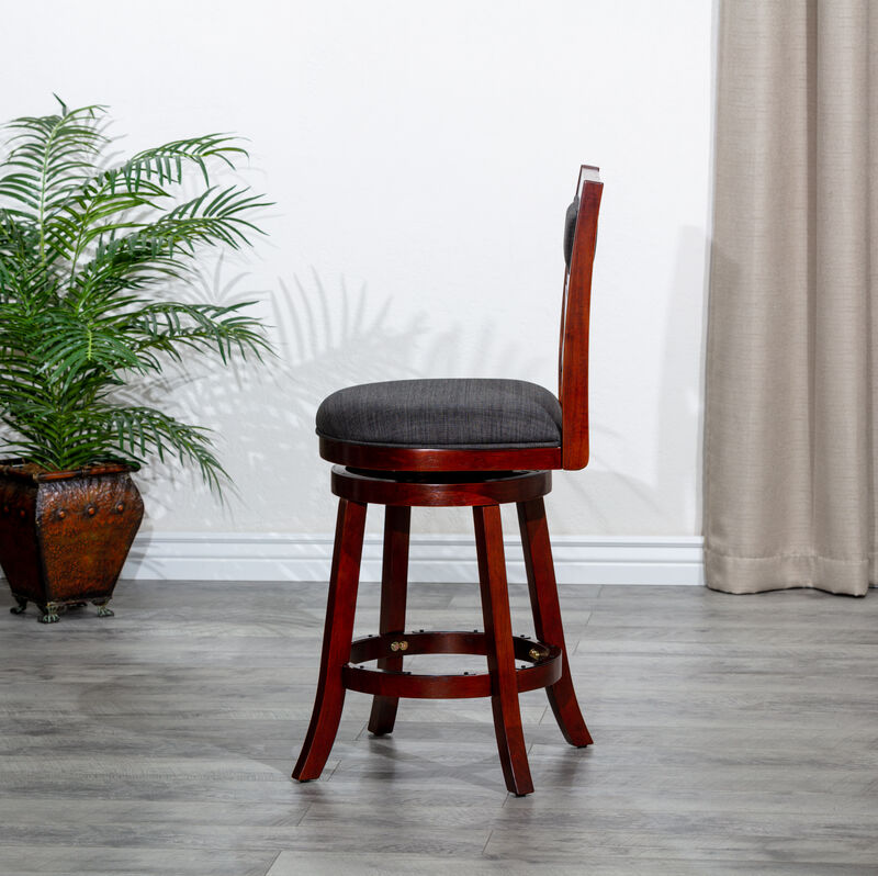 Streamdale 30" Swivel Bar Stool in Cherry with Charcoal Fabric