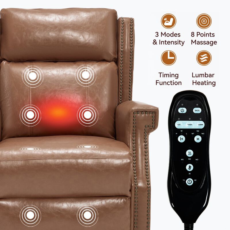 Manual Recliner Chair in Faux Leather for Living Room with Heavy Duty Motion Mechanism, 8 vibrating nodes and 3 massage modes image number 6